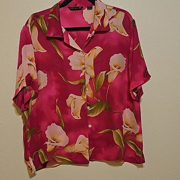C. A. Sport magic silk collared, vintage blouse large - Picture 1 of 7
